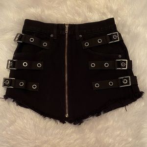 LF Carmar Black Beatrice Buckle Zip Front Skirt